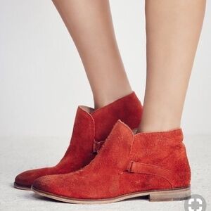 Free People “Summit” Suede Ankle Boots – Red – Size 39